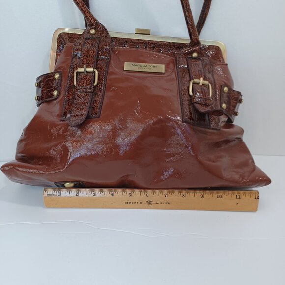 Marc Jacobs Bag Brown Patent Leather Kiss Lock Closure Vintage - Picture 7 of 16